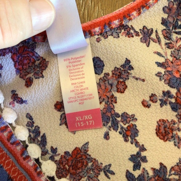 No Boundaries Juniors Sleeveless Floral Ruffled Tie Front Cami Tank Top Size XL - Picture 9 of 9